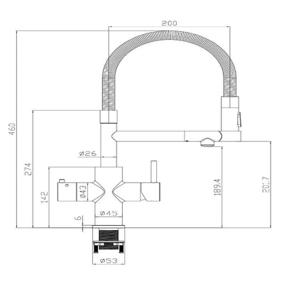 Howat | Kokend Waterkraan | 3-in-1 | Flexibele uitloop | Zwart - afbeelding 8