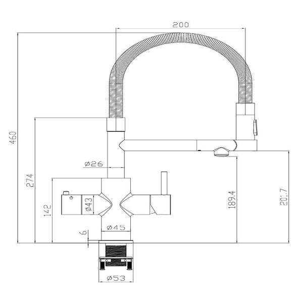 Howat | Kokend Waterkraan | 3-in-1 | Flexibele uitloop | Zwart - afbeelding 8