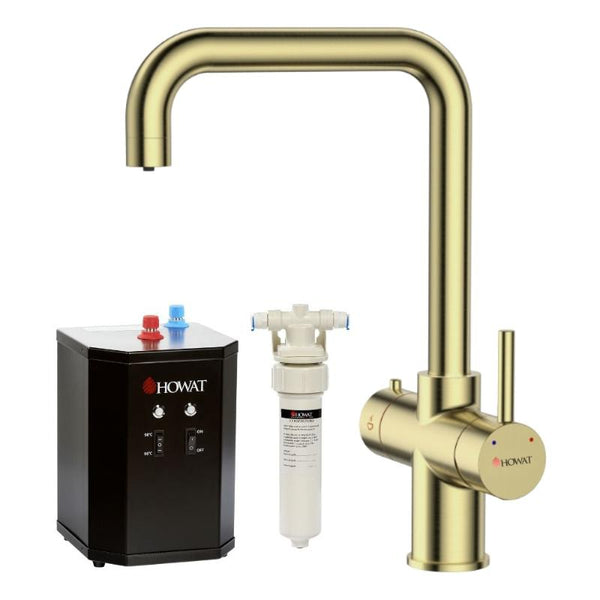 HOWAT | 3-in-1 | Kokend Waterkraan | Haakse Uitloop | Gun Metal | Zwart | RVS | Goud - afbeelding 5