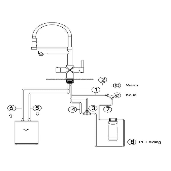 doorsnee tekening howat kraan 4 in 1 aansluiting
