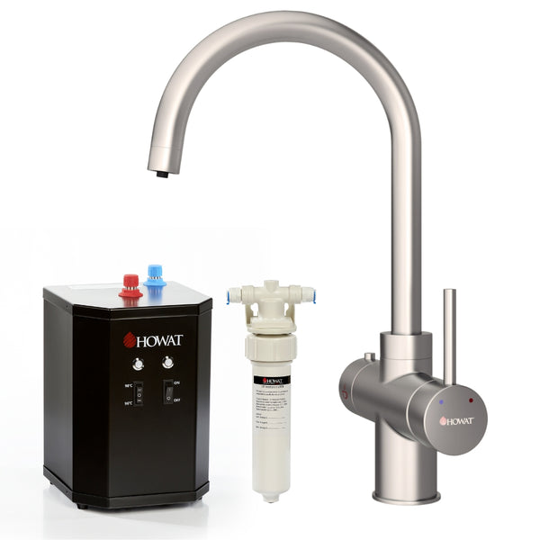 HOWAT | 3-in-1 | Kokend Waterkraan | Vaste Ronde Uitloop | Zwart | Chroom | RVS - afbeelding 8
