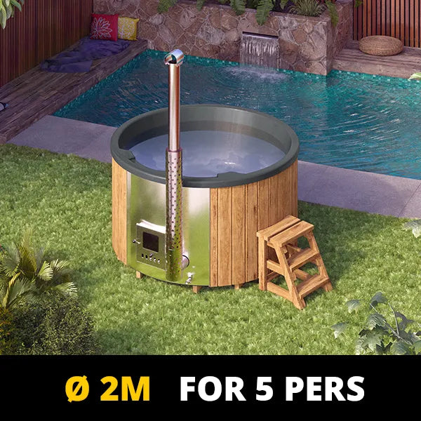 Baltresto Hottub Fiberglas - Rond met geïntegreerde kachel (5 personen) - afbeelding 1